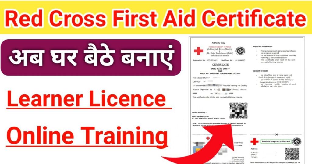Red Cross Certificate for Driving licence online
